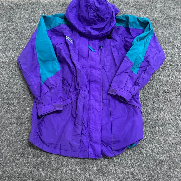 Columbia Jackets & Blazers - Columbia Jacket Womens Size M Purple Teal Colorblock Vintage Hooded Parka SL5450